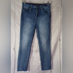 Judy Blue Skinny Raw Hem Relaxed Fit  Blue Women's Jeans